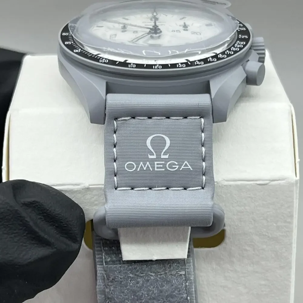 Omega X Swatch 1965 MoonSwatch Speedmaster Mens Gray Swiss Watch With Warranty